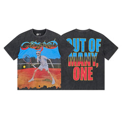 Black Street Vintage Washed T-Shirt (Crafted Print) 1170