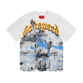 White & Beige Street Vintage Washed T-Shirt (Crafted Print) 3015