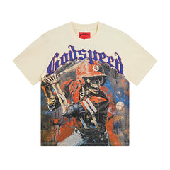 Men’s Beige Street Vintage Washed T-Shirt (Crafted Print) 3017