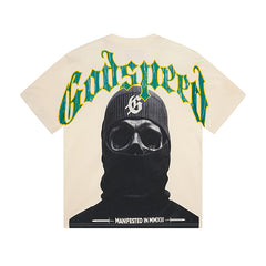 White & Beige Street Vintage Washed T-Shirt (Crafted Print) 3020