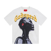 White & Beige Street Vintage Washed T-Shirt (Crafted Print) 3021