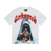 White & Beige Street Vintage Washed T-Shirt (Crafted Print) 3035