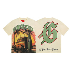 Beige Street Vintage Washed T-Shirt (Crafted Print) 3108