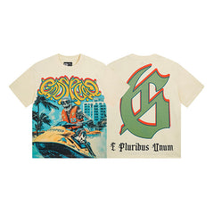 Beige Street Vintage Washed T-Shirt (Crafted Print) 3111