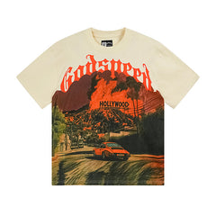 Beige Street Vintage Washed T-Shirt (Crafted Print) 3163