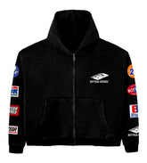 Bottega Desires Patches Zip Up Hoodie Black