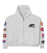 Bottega Desires Patches Zip Up Hoodie Grey
