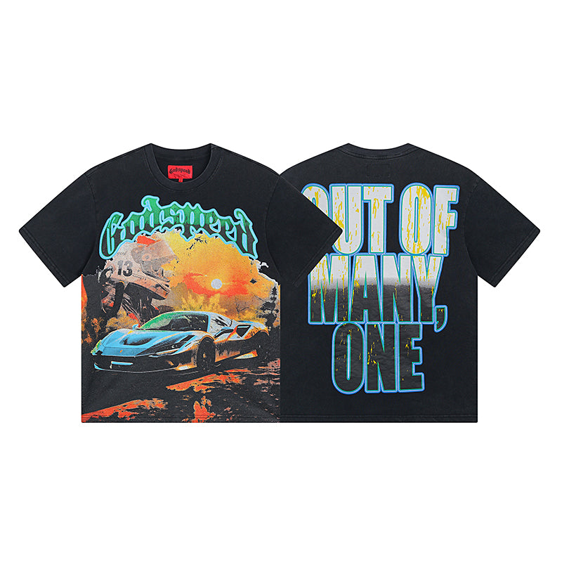 Black Street Vintage Washed T-Shirt (Crafted Print) 1002