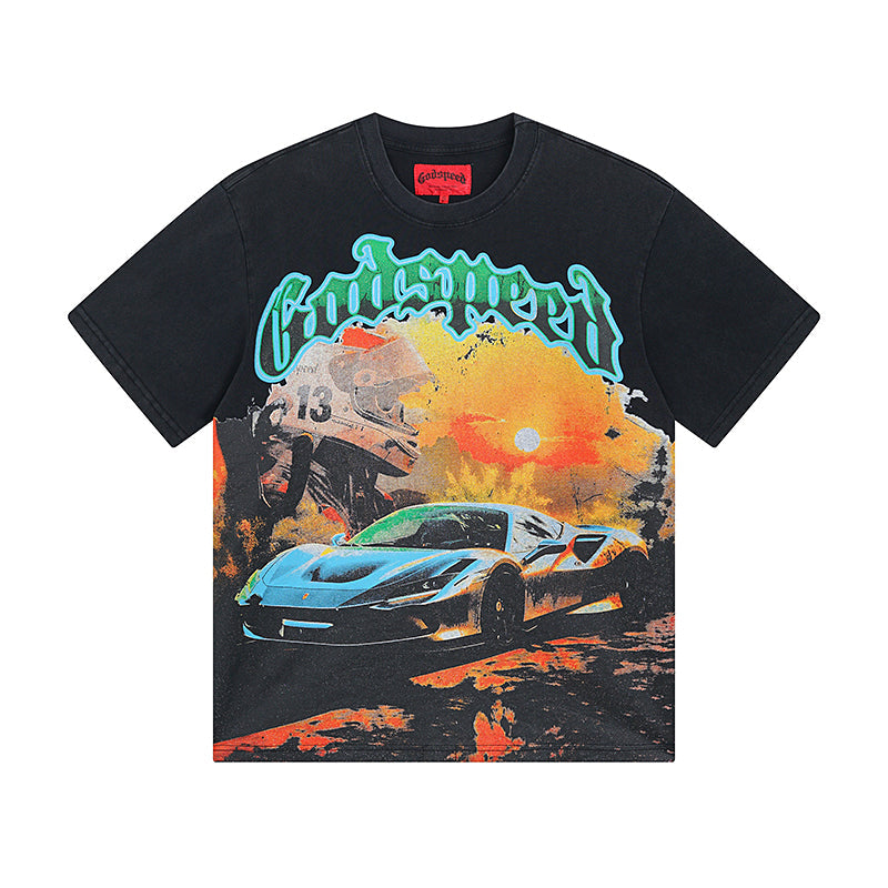 Black Street Vintage Washed T-Shirt (Crafted Print) 1002