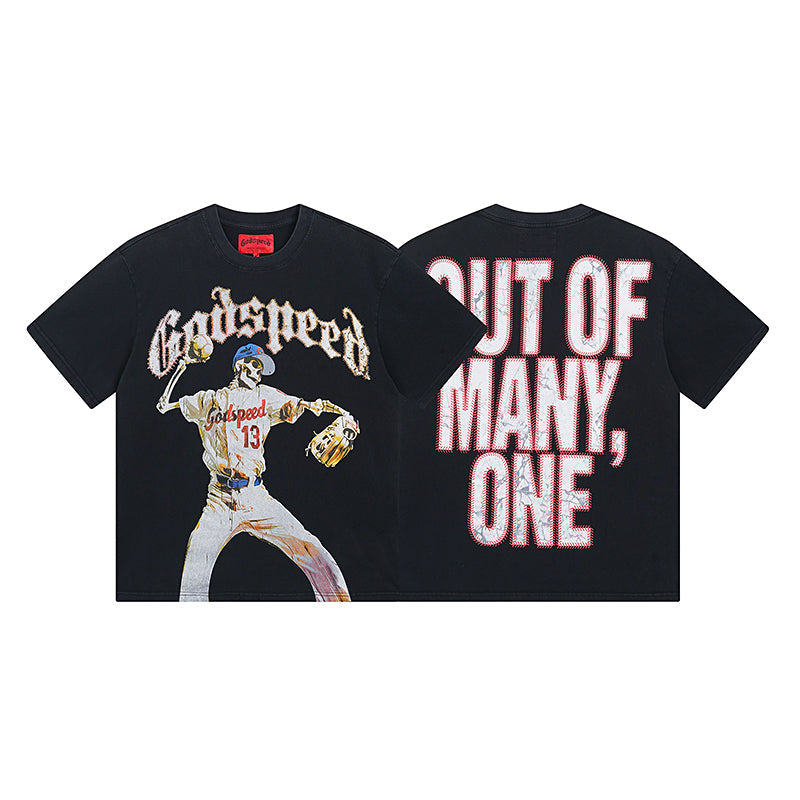 Black Street Vintage Washed T-Shirt (Crafted Print) 1003