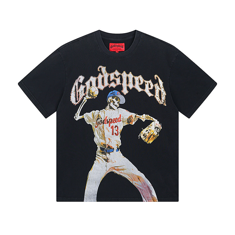 Black Street Vintage Washed T-Shirt (Crafted Print) 1003