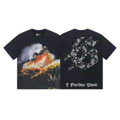 Black Street Vintage Washed T-Shirt (Crafted Print) 1007