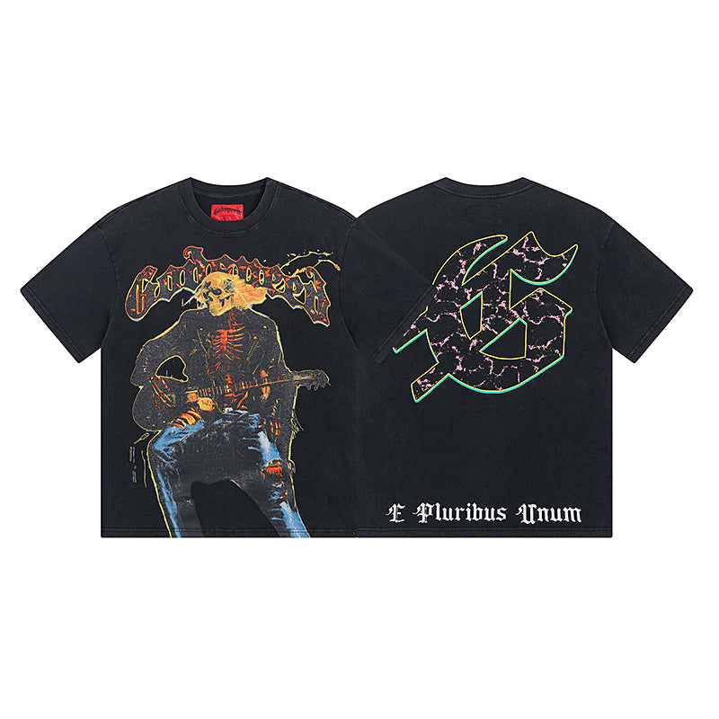 Black Street Vintage Washed T-Shirt (Crafted Print) 1008