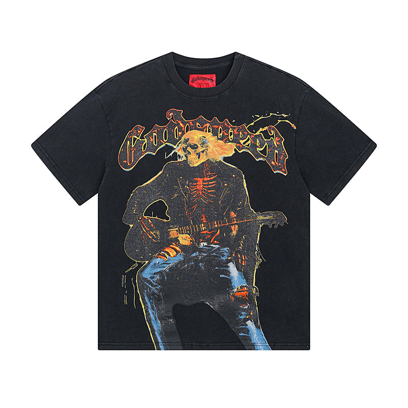 Black Street Vintage Washed T-Shirt (Crafted Print) 1008