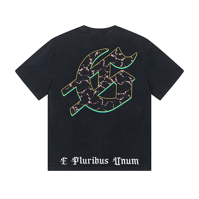 Black Street Vintage Washed T-Shirt (Crafted Print) 1008