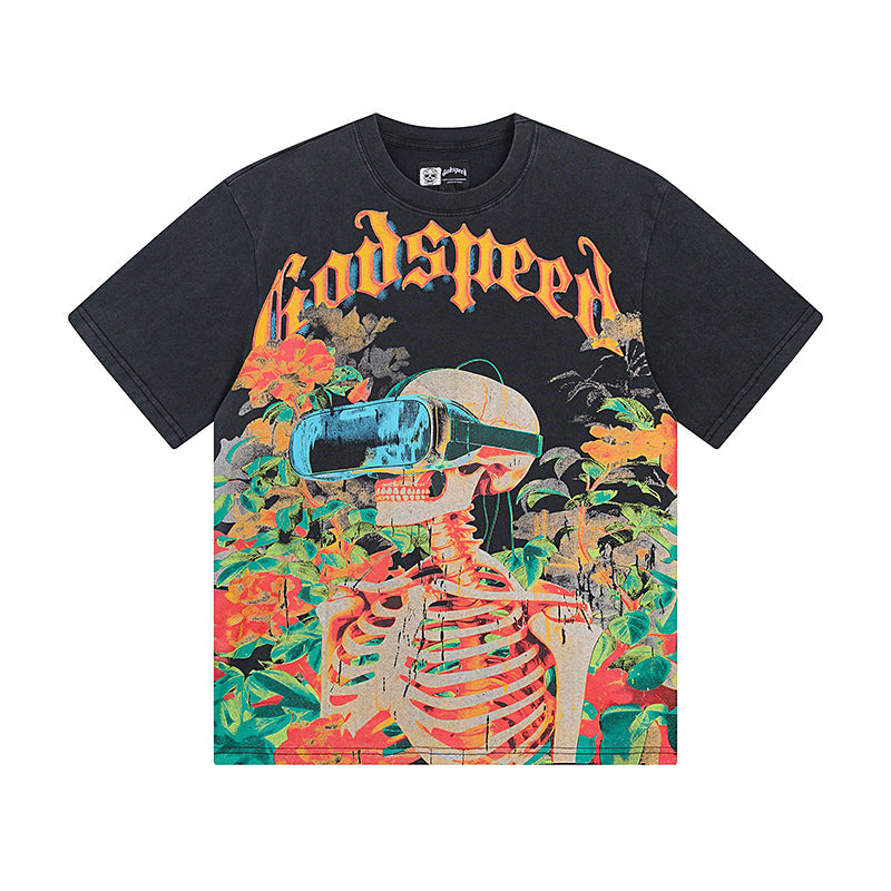 Black Street Vintage Washed T-Shirt (Crafted Print) 1009