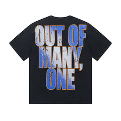 Blue & Black Street Vintage Washed T-Shirt (Crafted Print) 1010