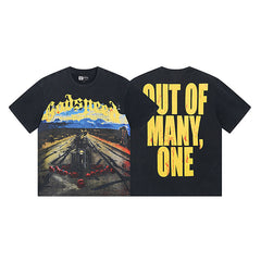 Black Street Vintage Washed T-Shirt (Crafted Print) 1011