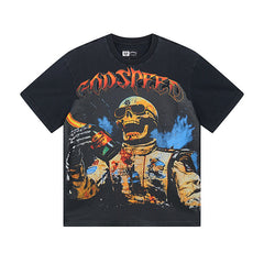 Black Street Vintage Washed T-Shirt (Crafted Print) 1016
