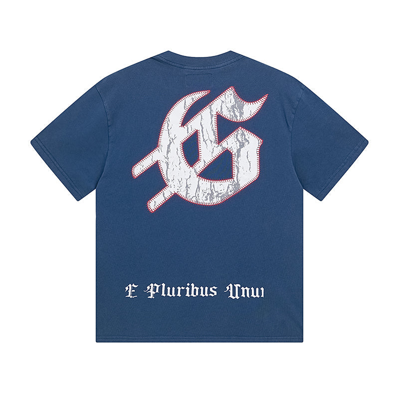 Black & Blue Street Vintage Washed T-Shirt (Crafted Print) 1017