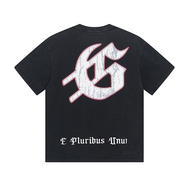 Black & Blue Street Vintage Washed T-Shirt (Crafted Print) 1017