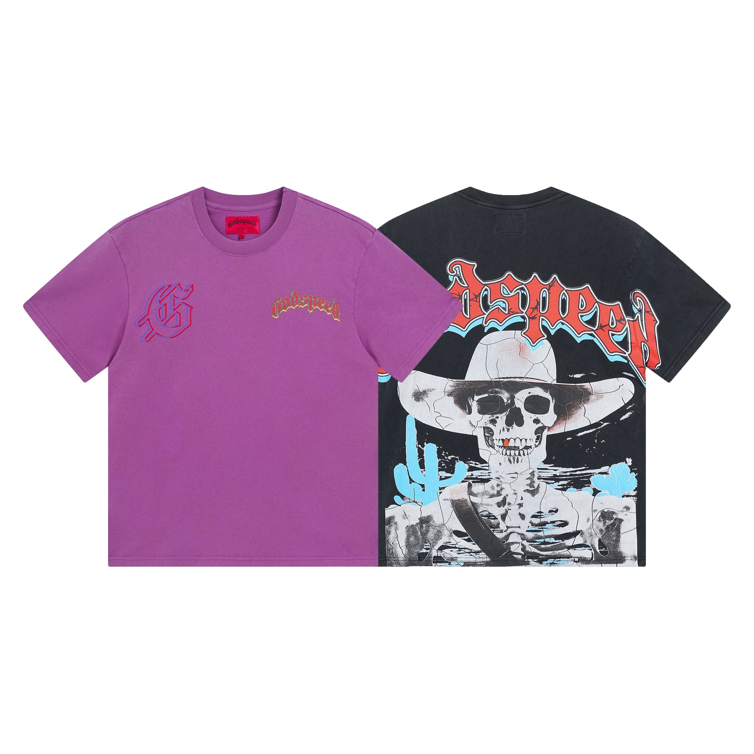 Purple & Black Street Vintage Washed T-Shirt (Crafted Print) 1018