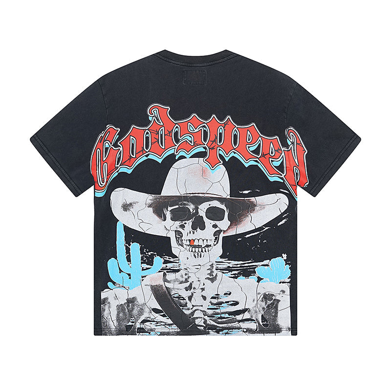 Purple & Black Street Vintage Washed T-Shirt (Crafted Print) 1018