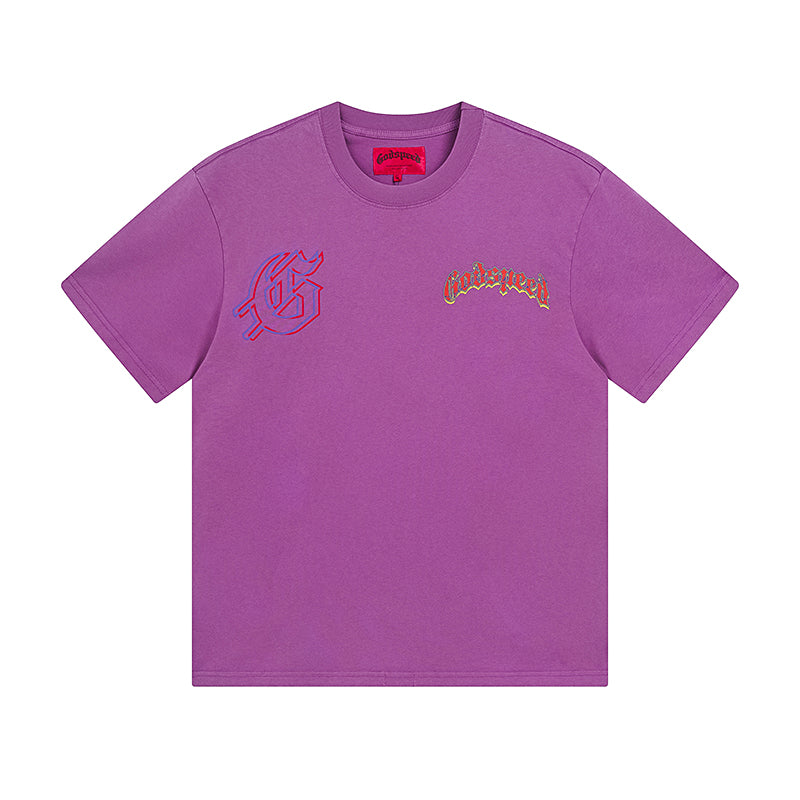 Purple & Black Street Vintage Washed T-Shirt (Crafted Print) 1018
