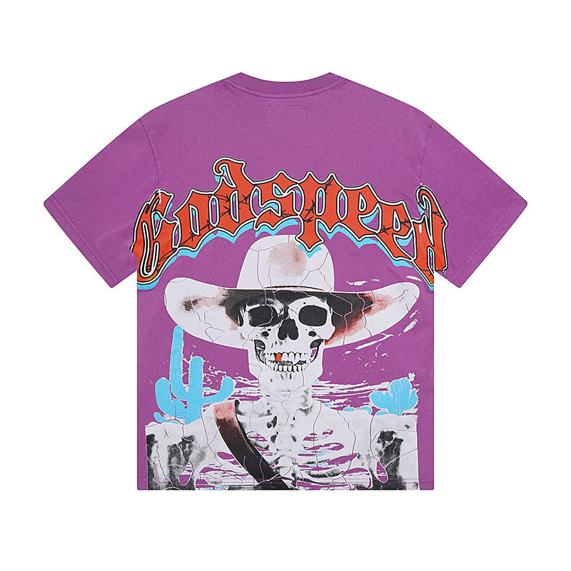 Purple & Black Street Vintage Washed T-Shirt (Crafted Print) 1018