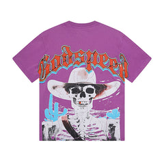 Purple & Black Street Vintage Washed T-Shirt (Crafted Print) 1018