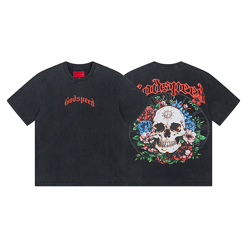 Black Street Vintage Washed T-Shirt (Crafted Print) 1019