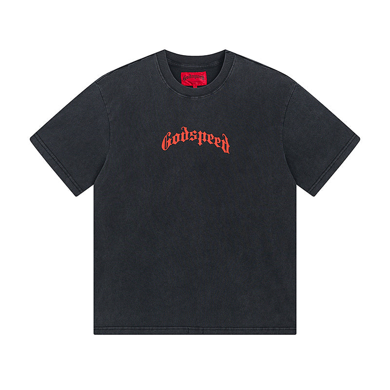 Black Street Vintage Washed T-Shirt (Crafted Print) 1019