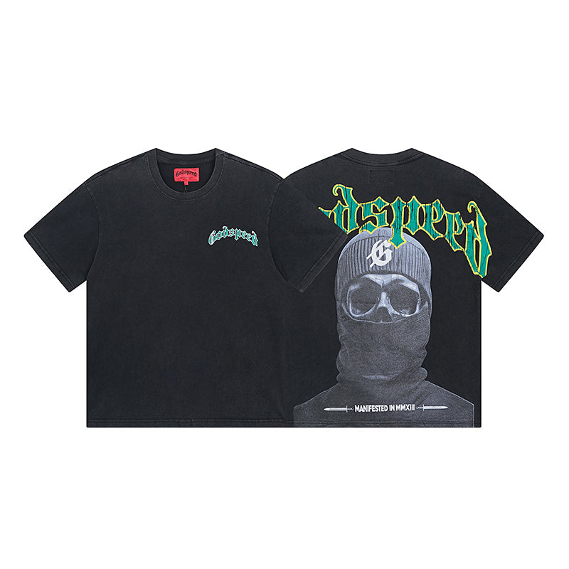 Black Street Vintage Washed T-Shirt (Crafted Print) 1020