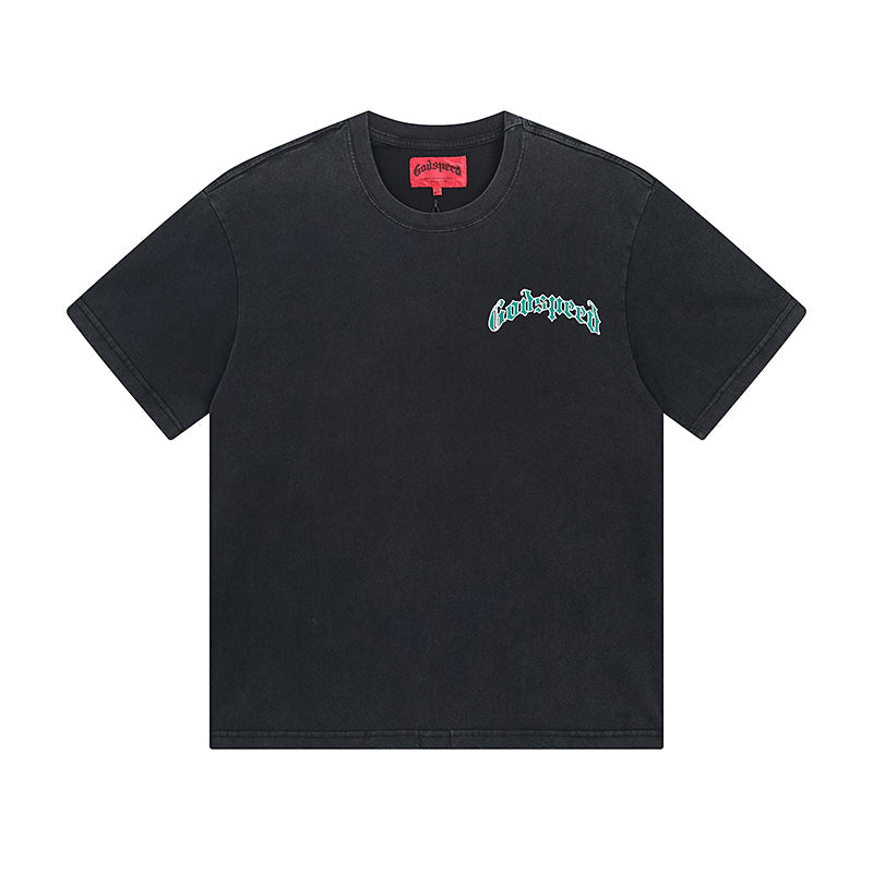 Black Street Vintage Washed T-Shirt (Crafted Print) 1020