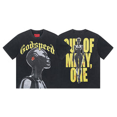 Black Street Vintage Washed T-Shirt (Crafted Print) 1021