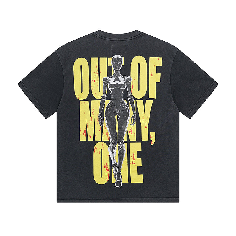Black Street Vintage Washed T-Shirt (Crafted Print) 1021