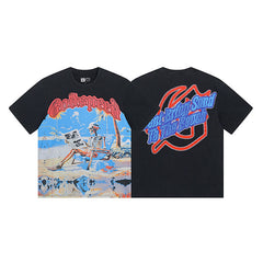 Black Street Vintage Washed T-Shirt (Crafted Print) 1022