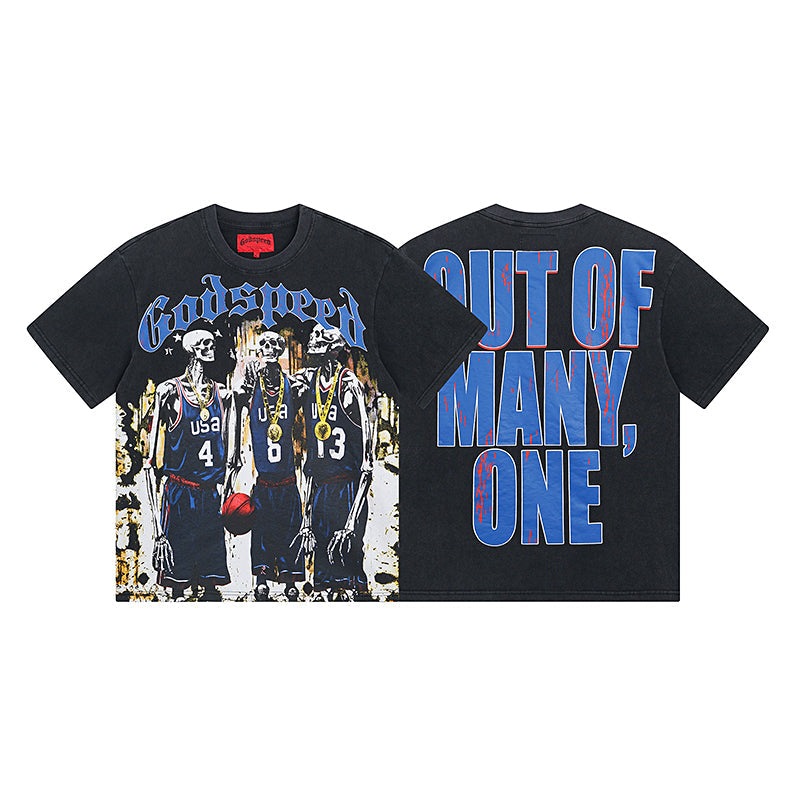 Black Street Vintage Washed T-Shirt (Crafted Print) 1023