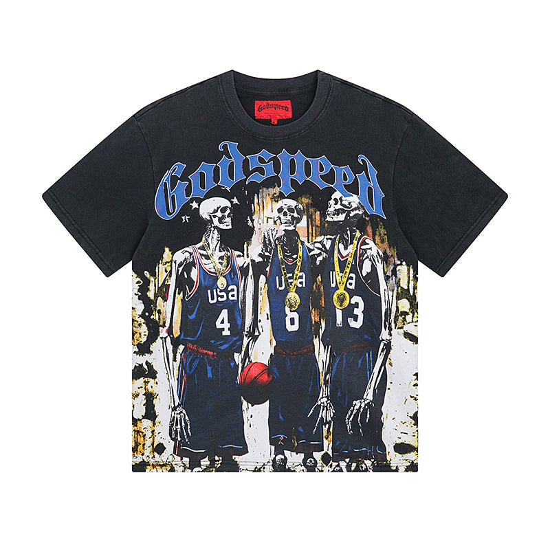 Black Street Vintage Washed T-Shirt (Crafted Print) 1023