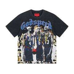 Black Street Vintage Washed T-Shirt (Crafted Print) 1023