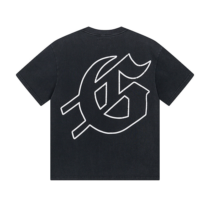 Black Street Vintage Washed T-Shirt (Crafted Print) 1025