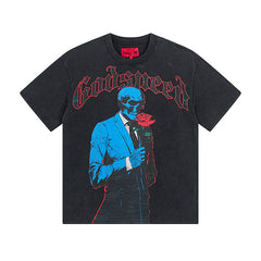 Black Street Vintage Washed T-Shirt (Crafted Print) 1028