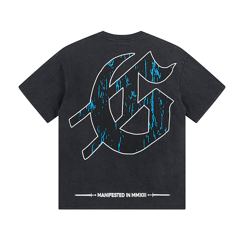 Black Street Vintage Washed T-Shirt (Crafted Print) 1028