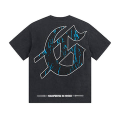 Black Street Vintage Washed T-Shirt (Crafted Print) 1028