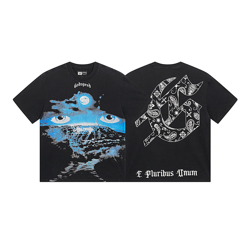 Black Street Vintage Washed T-Shirt (Crafted Print) 1029