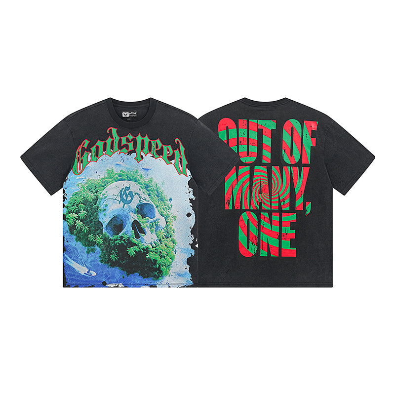 Black Street Vintage Washed T-Shirt (Crafted Print) 1030