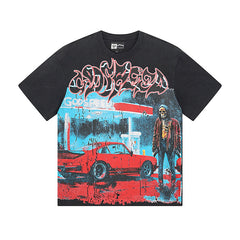 Black Street Vintage Washed T-Shirt (Crafted Print) 1031