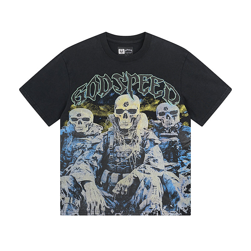 Black Street Vintage Washed T-Shirt (Crafted Print) 1032