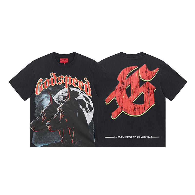Black Street Vintage Washed T-Shirt (Crafted Print) 1033