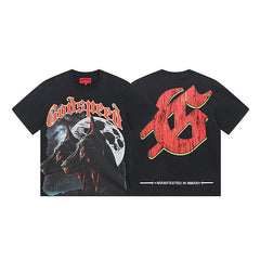 Black Street Vintage Washed T-Shirt (Crafted Print) 1033